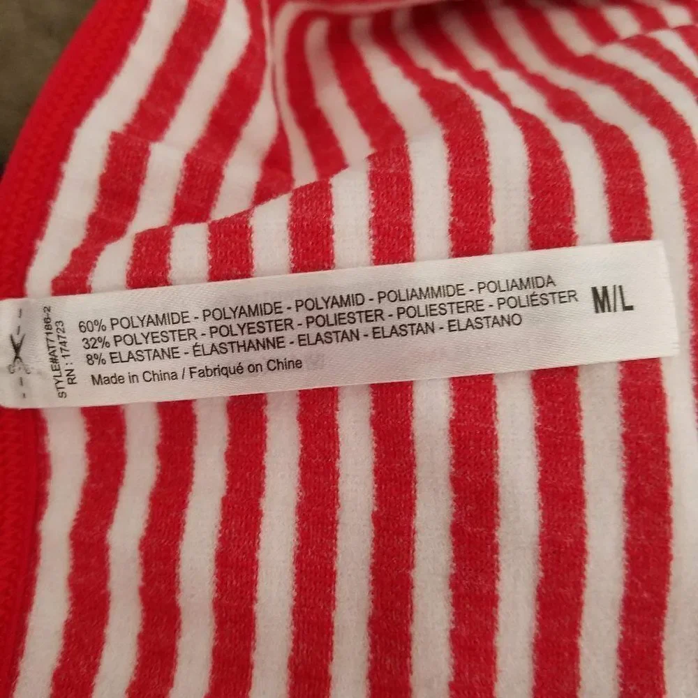 Red/white Stripe Women's/Juniors Tank Top Spaghetti Strap Size M/L
